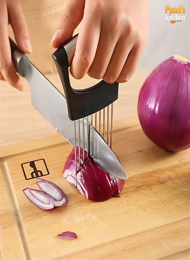 Patel's Kitchen Multipurpose Stainless Steel Holder for Slicing Onions, Slicing Tomatoes, Slicing Boiled Eggs and for Slicing Other Vegetables and Also Meat Tenderizer - Image 3